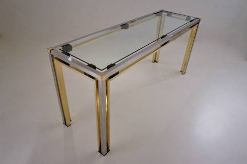 Romeo Rega console table, 160 cm, brass & chrome, 1970`s Italian